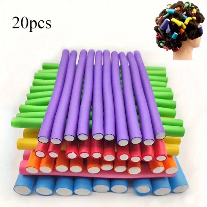 20 Flexible Heatless Hair Rollers from Temu