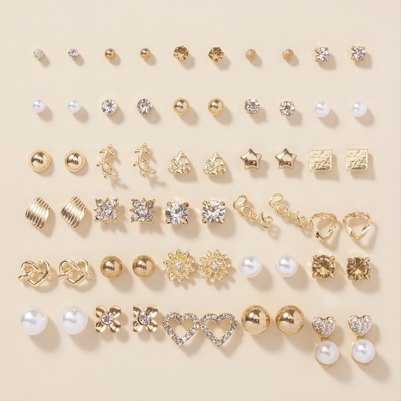 30 Pairs Heart Stud Earrings from Temu